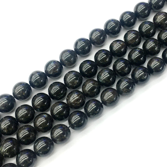 CAE05 Astrophyllite Gemstone Beads Smooth Round 12mm 15.5" Strand