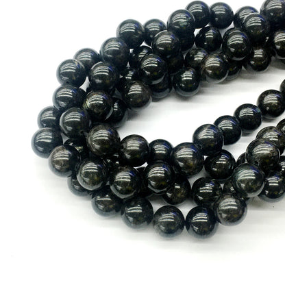 CAE05 Astrophyllite Gemstone Beads Smooth Round 12mm 15.5" Strand