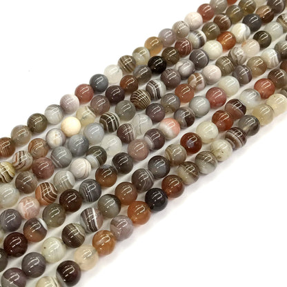 CAG103 Botswana Agate Beads Smooth Round 4mm 15.5" Strand