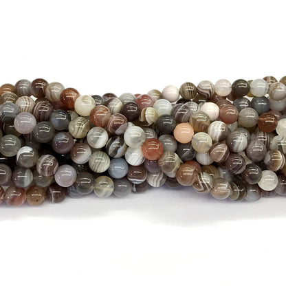 CAG103 Botswana Agate Beads Smooth Round 4mm 15.5" Strand