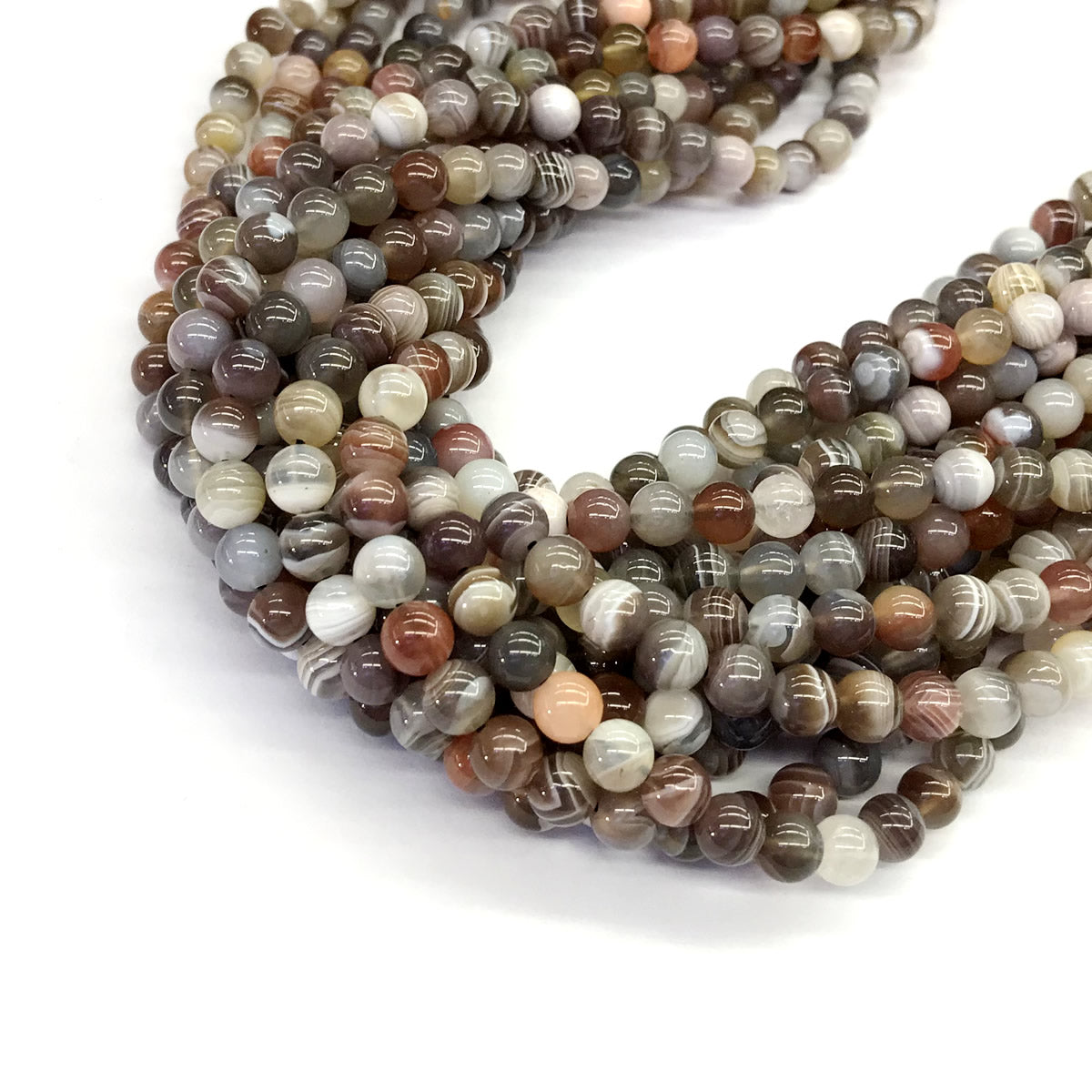 CAG103 Botswana Agate Beads Smooth Round 4mm 15.5" Strand