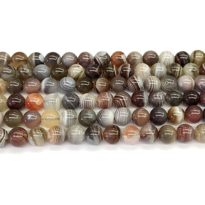 CAG105 Botswana Agate Beads Smooth Round 8mm 15.5" Strand