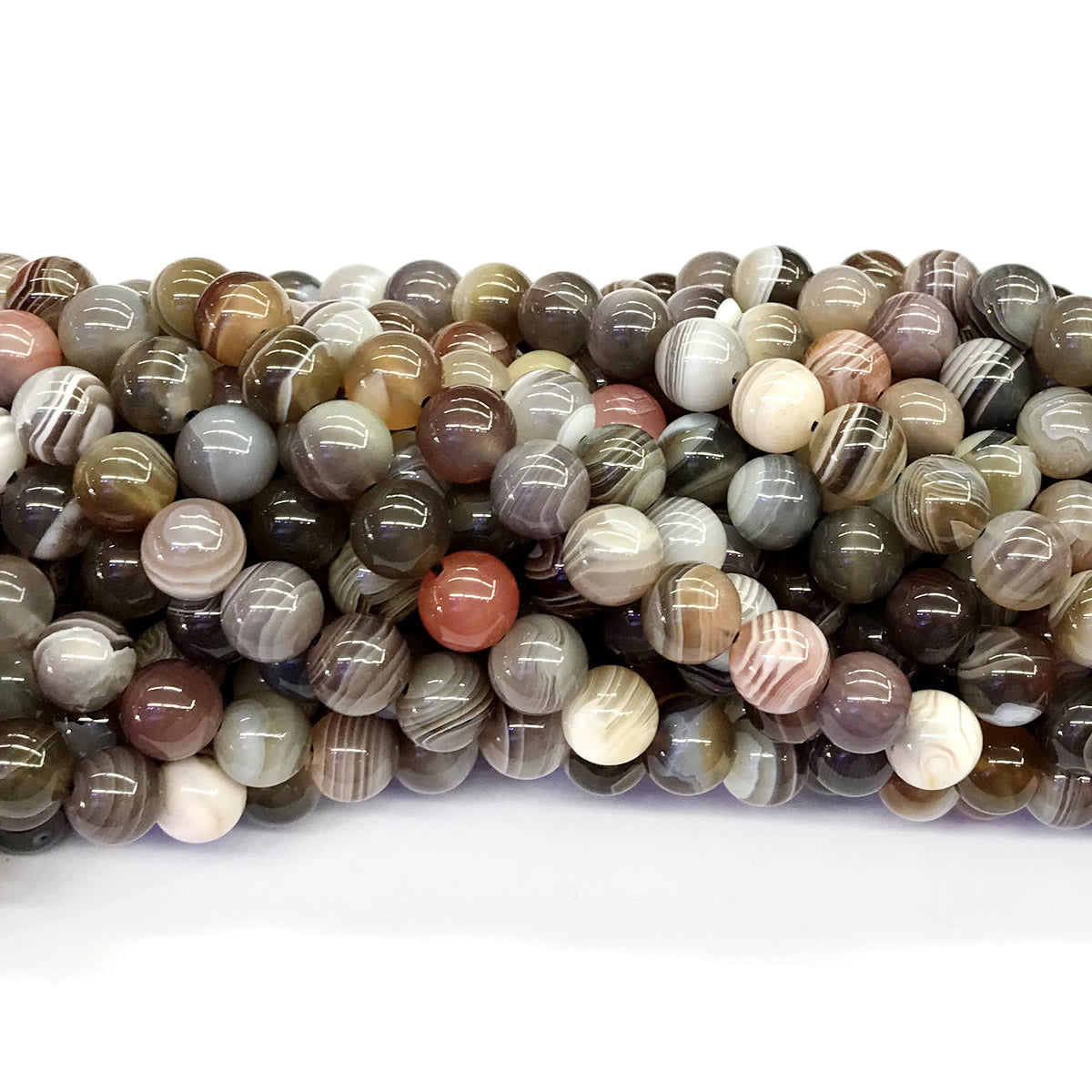 CAG105 Botswana Agate Beads Smooth Round 8mm 15.5" Strand