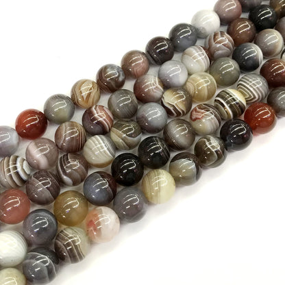 CAG106 Botswana Agate Beads Smooth Round 10mm 15.5" Strand