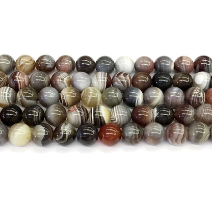 CAG106 Botswana Agate Beads Smooth Round 10mm 15.5" Strand