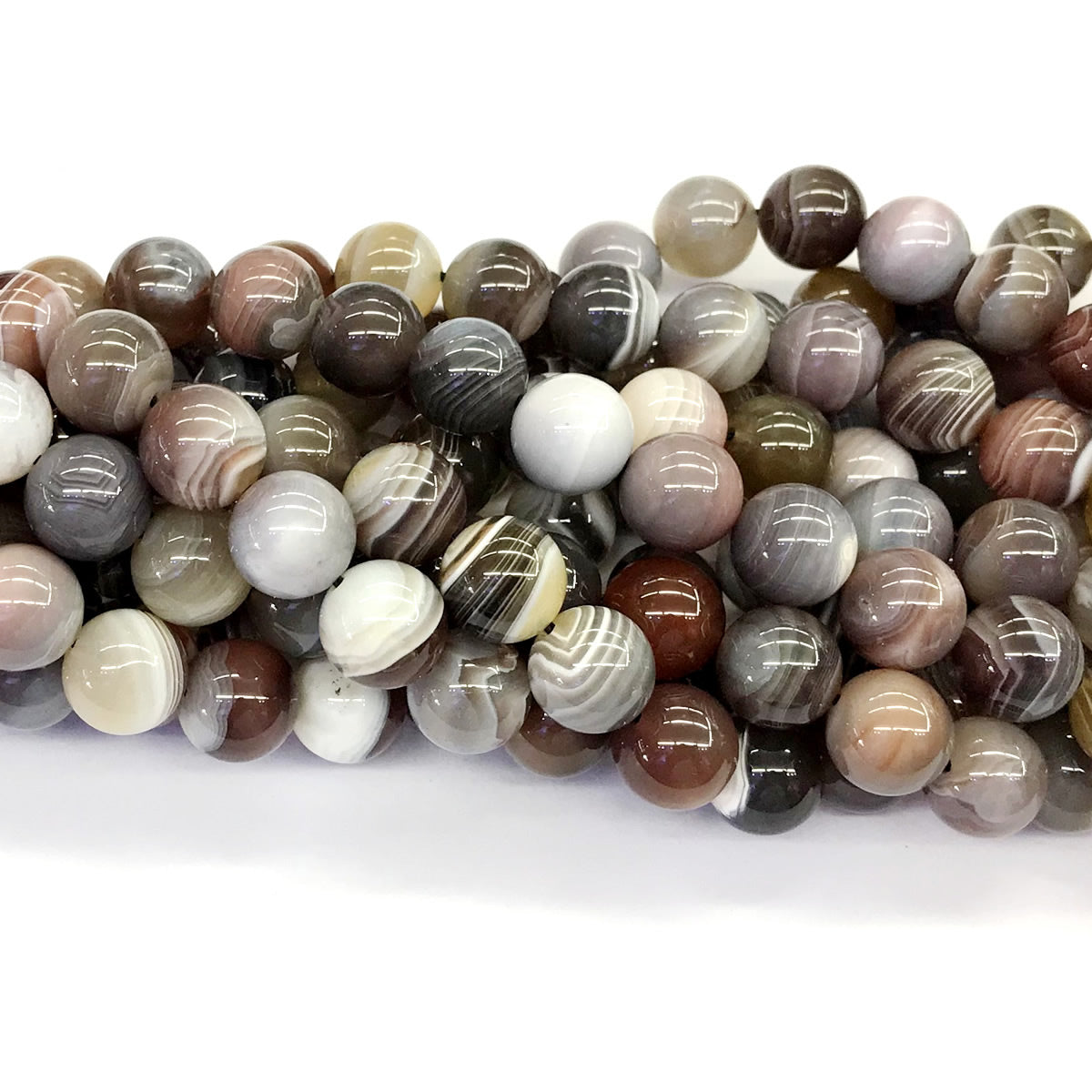 CAG106 Botswana Agate Beads Smooth Round 10mm 15.5" Strand