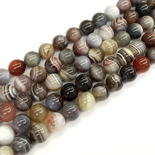 CAG107 Botswana Agate Beads Smooth Round 12mm 15.5" Strand