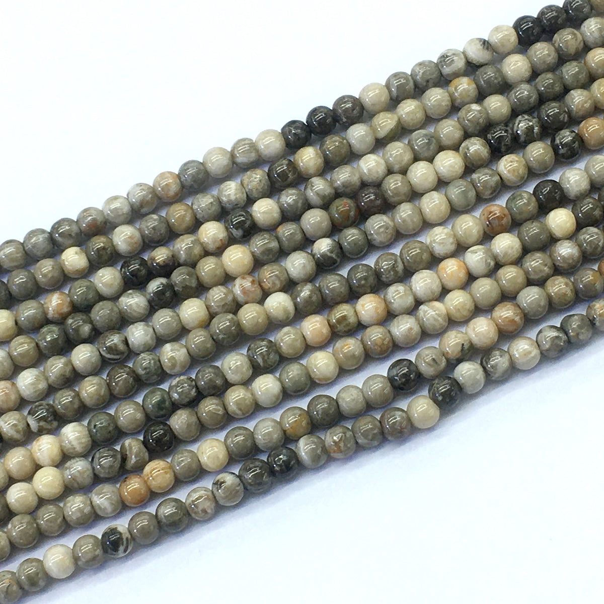 CAG110 Chrysanthemum Agate Beads Smooth Round 4mm 15.5" Strand