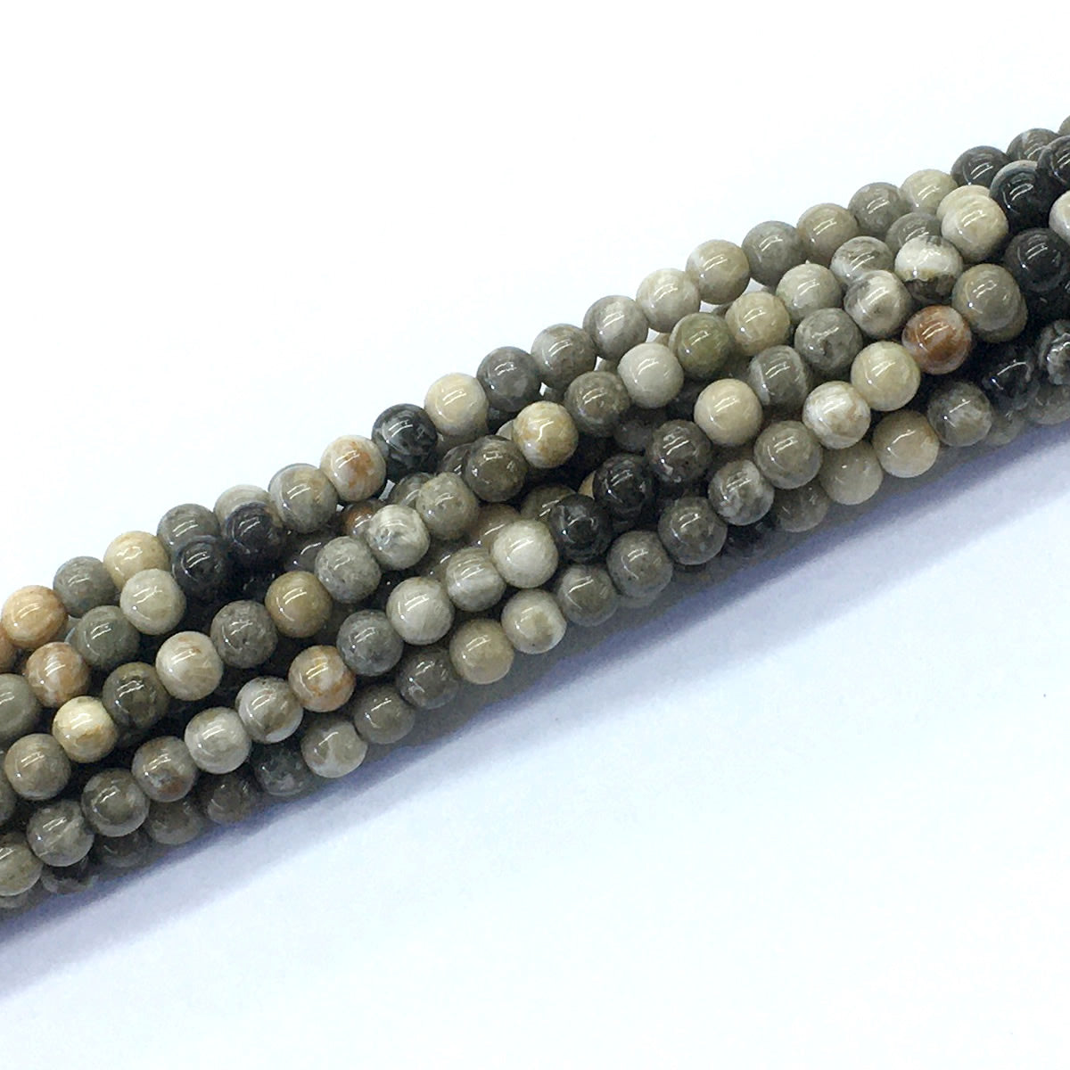 CAG110 Chrysanthemum Agate Beads Smooth Round 4mm 15.5" Strand