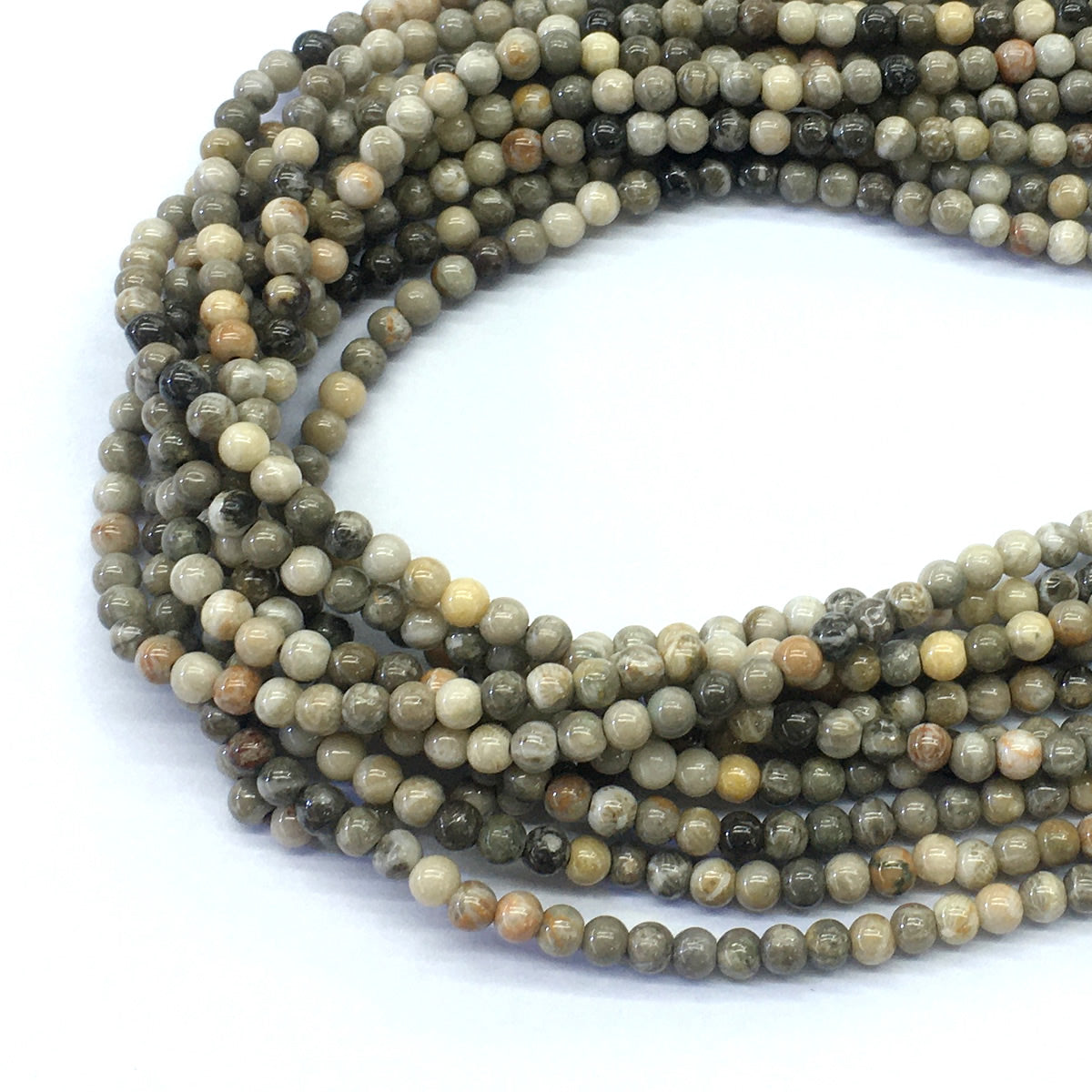 CAG110 Chrysanthemum Agate Beads Smooth Round 4mm 15.5" Strand