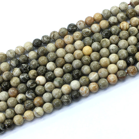 CAG111 Chrysanthemum Agate Beads Smooth Round 6mm 15.5" Strand