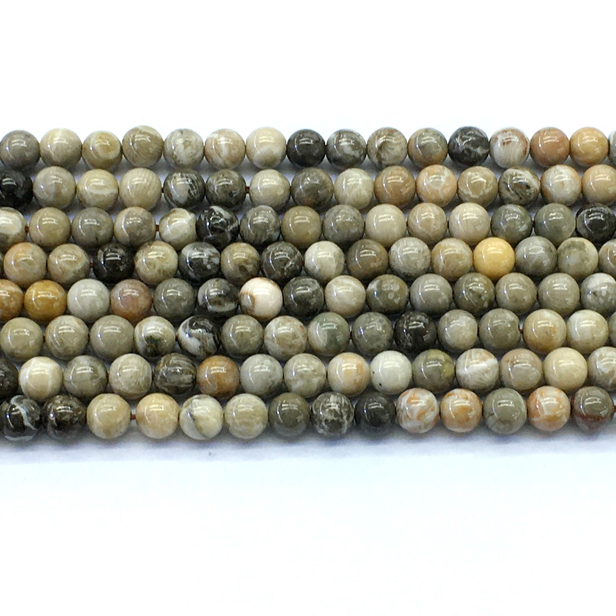 CAG111 Chrysanthemum Agate Beads Smooth Round 6mm 15.5" Strand