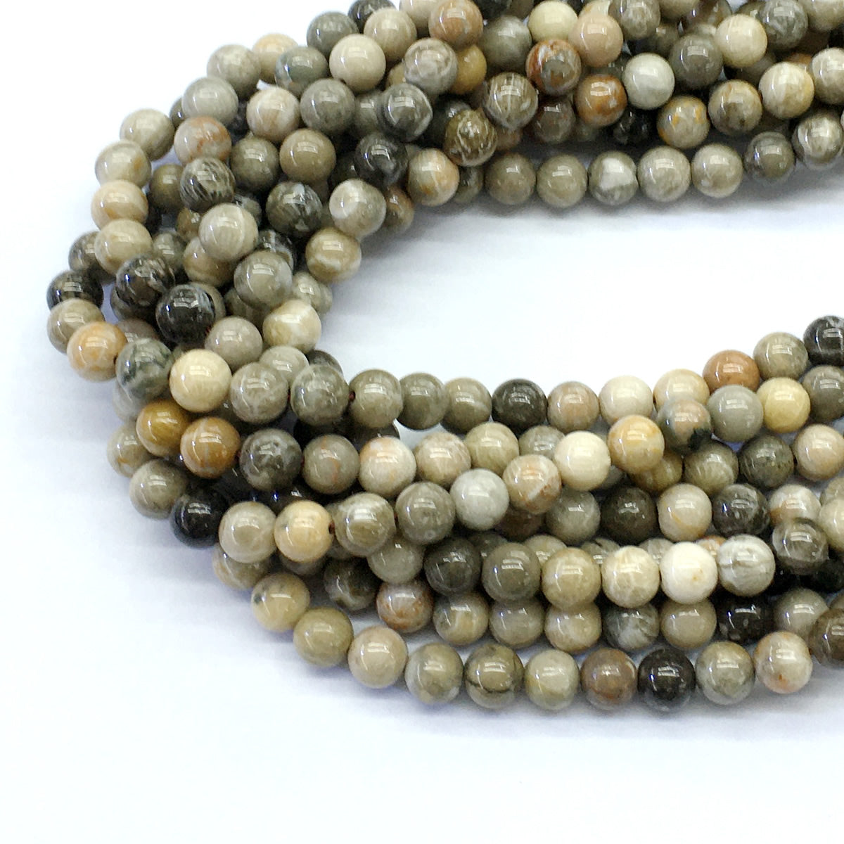 CAG111 Chrysanthemum Agate Beads Smooth Round 6mm 15.5" Strand