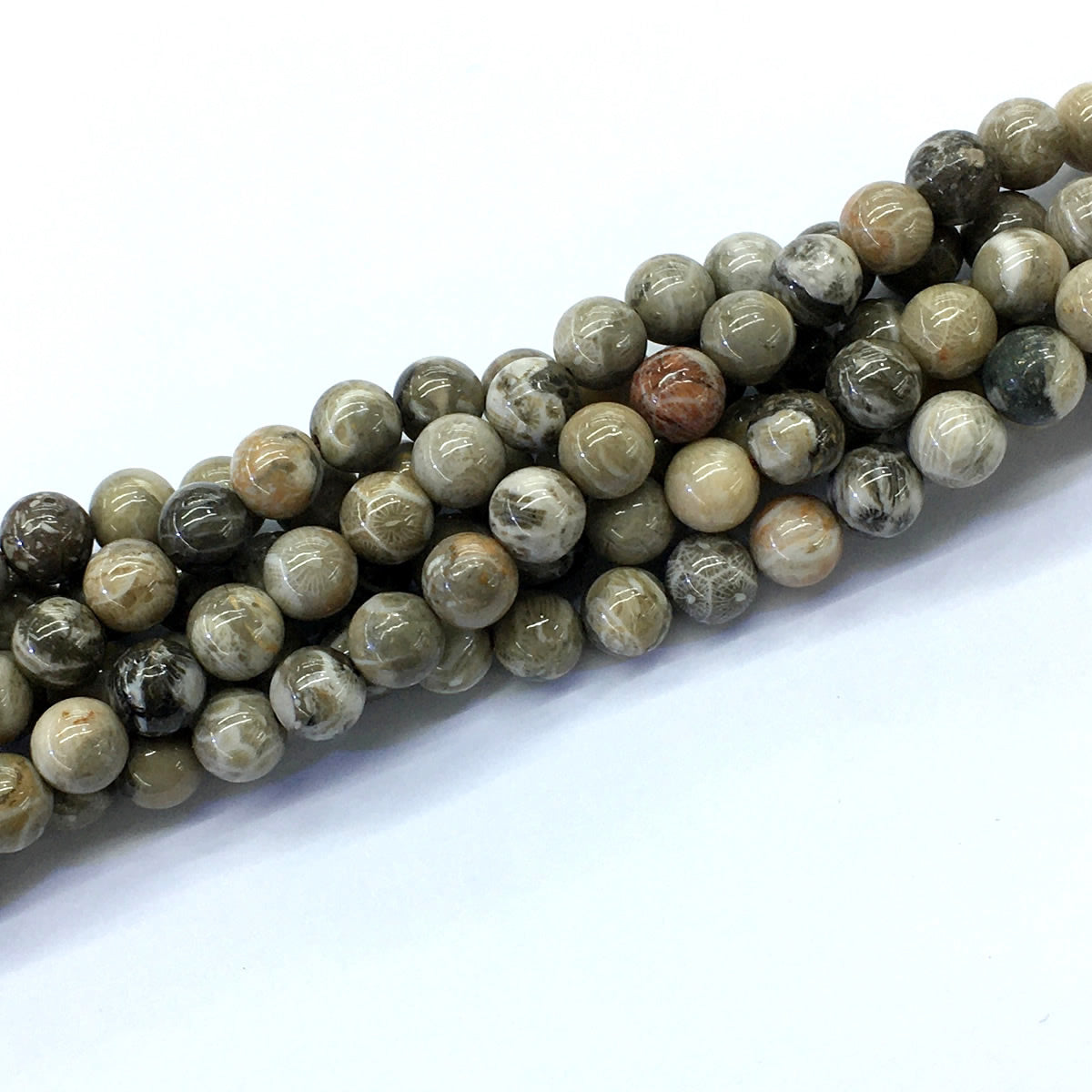 CAG112 Chrysanthemum Agate Beads Smooth Round 8mm 15.5" Strand