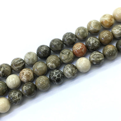 CAG115 Chrysanthemum Agate Beads Smooth Round 14mm 15.5" Strand