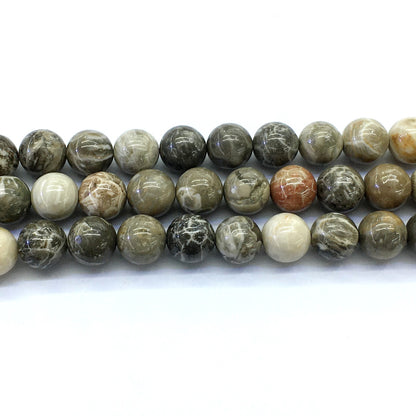 CAG115 Chrysanthemum Agate Beads Smooth Round 14mm 15.5" Strand