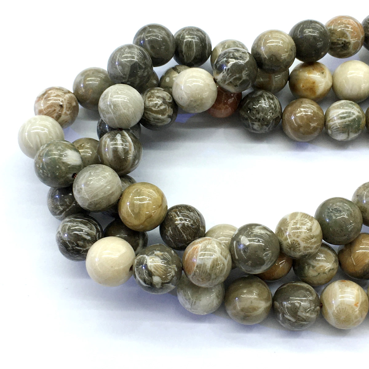 CAG115 Chrysanthemum Agate Beads Smooth Round 14mm 15.5" Strand