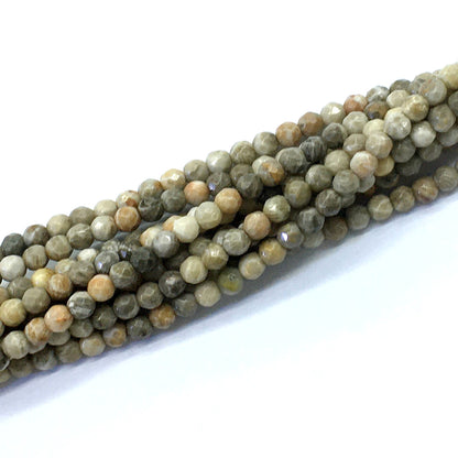 CAG118 Chrysanthemum Agate Beads Faceted Round 4mm 15.5" Strand