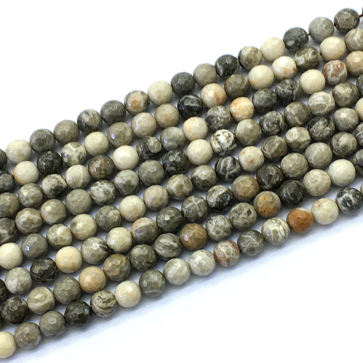 CAG119 Chrysanthemum Agate Beads Faceted Round 6mm 15.5" Strand