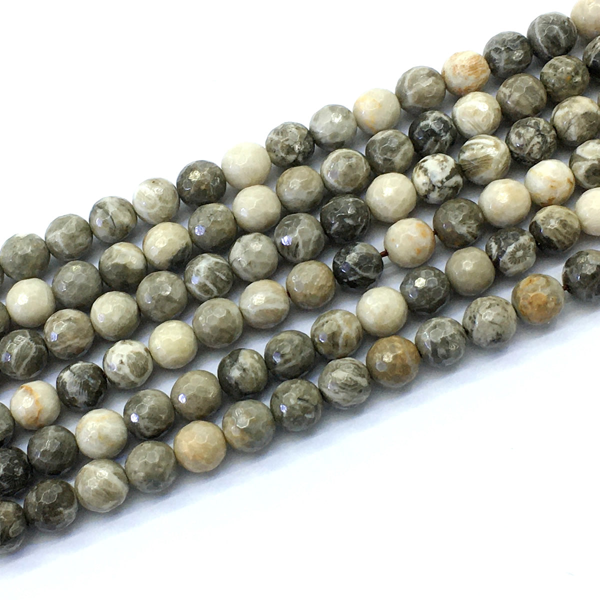 CAG120 Chrysanthemum Agate Beads Faceted Round 8mm 15.5" Strand