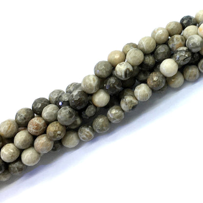 CAG120 Chrysanthemum Agate Beads Faceted Round 8mm 15.5" Strand