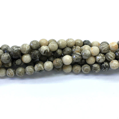 CAG120 Chrysanthemum Agate Beads Faceted Round 8mm 15.5" Strand