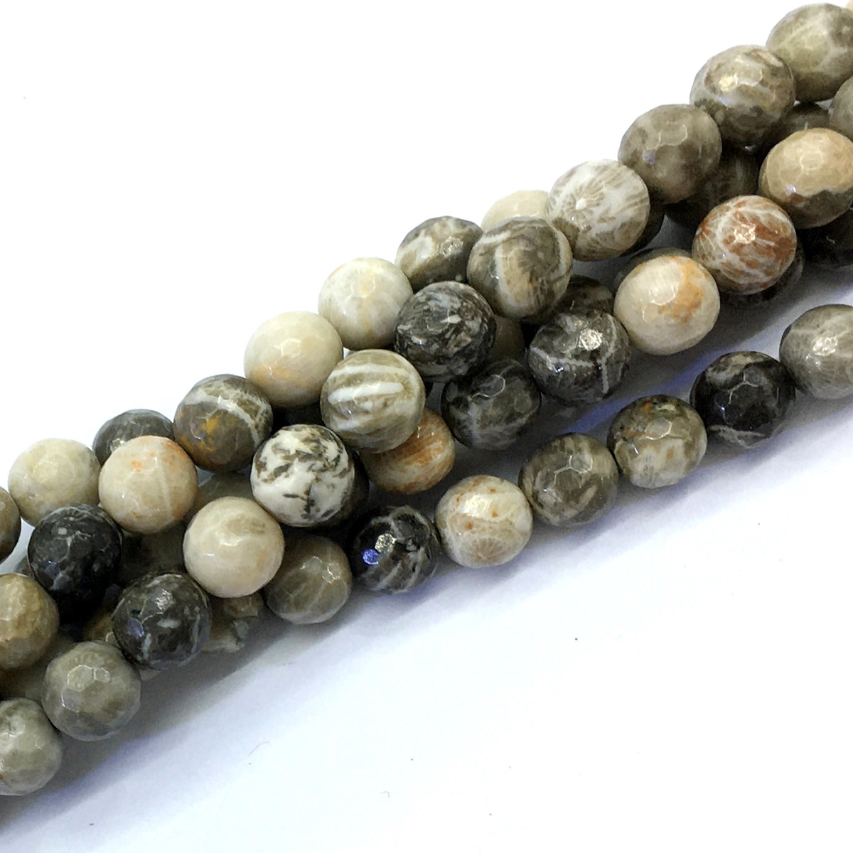 CAG121 Chrysanthemum Agate Beads Faceted Round 10mm 15.5" Strand