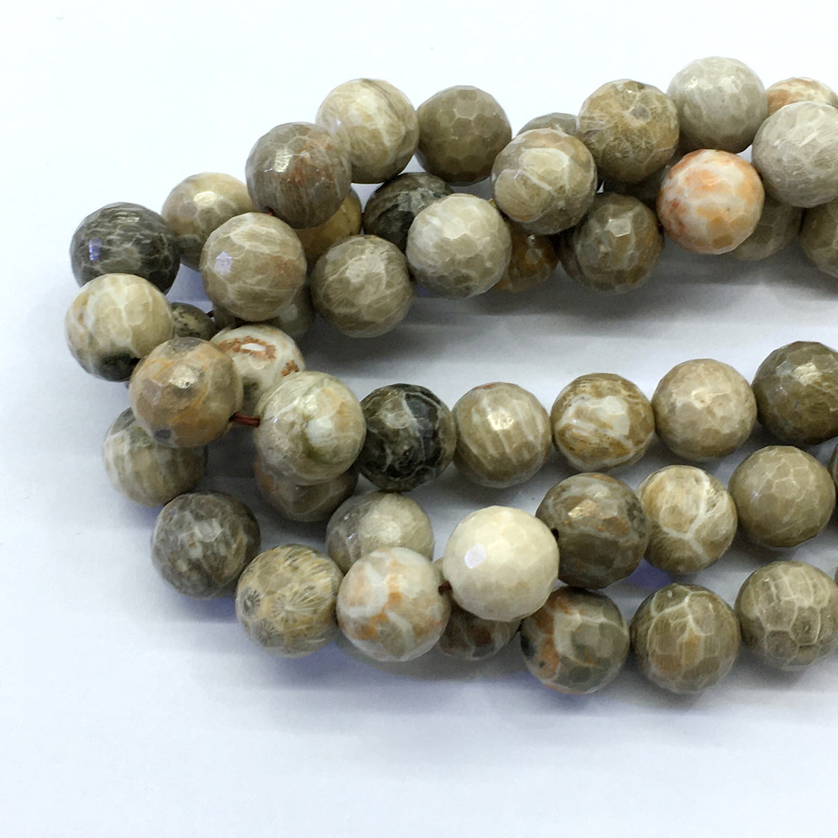 CAG123 Chrysanthemum Agate Beads Faceted Round 14mm 15.5" Strand