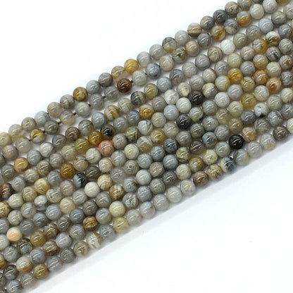 CAG126 Bamboo Leaf Agate Beads Smooth Round 4mm 15.5" Strand