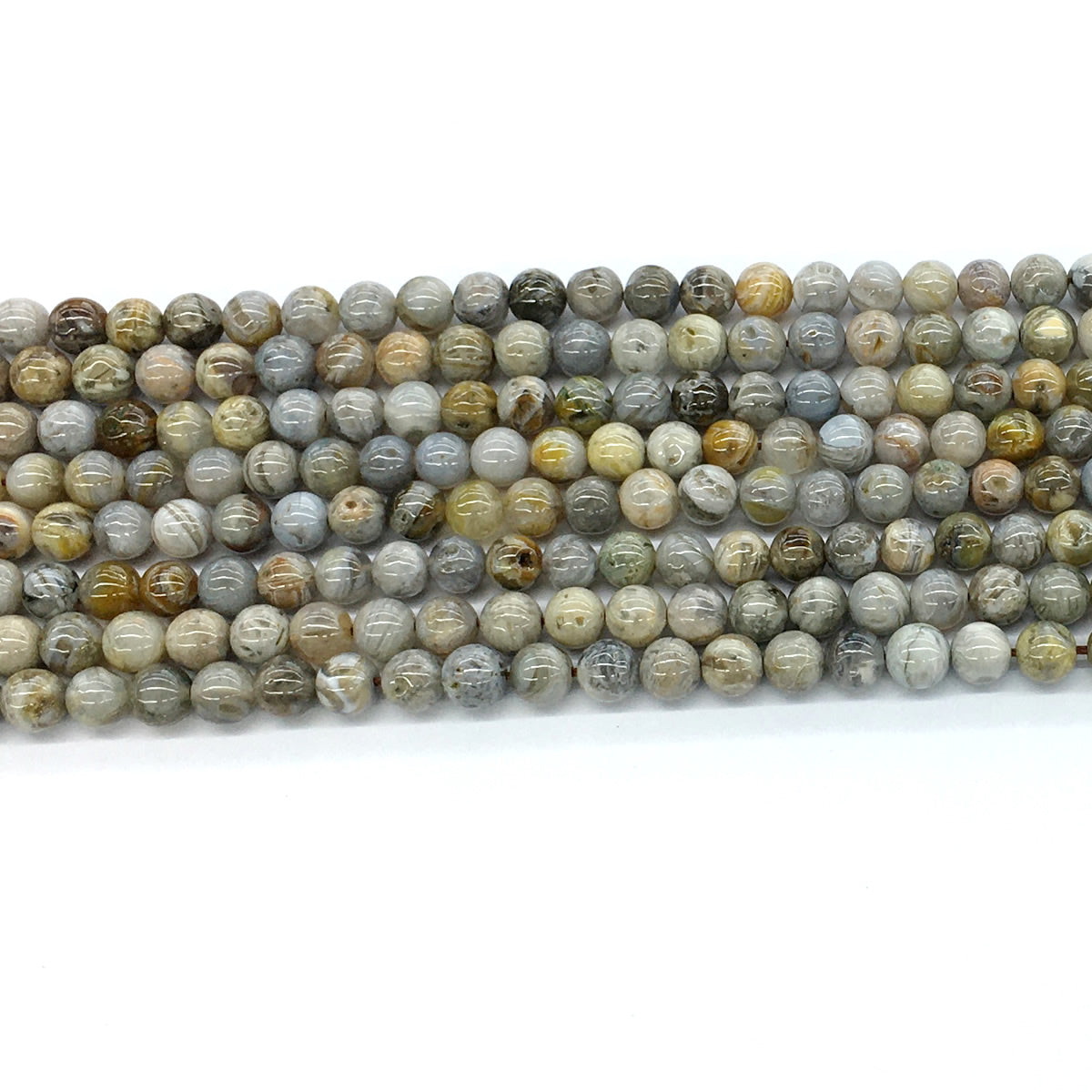 CAG126 Bamboo Leaf Agate Beads Smooth Round 4mm 15.5" Strand