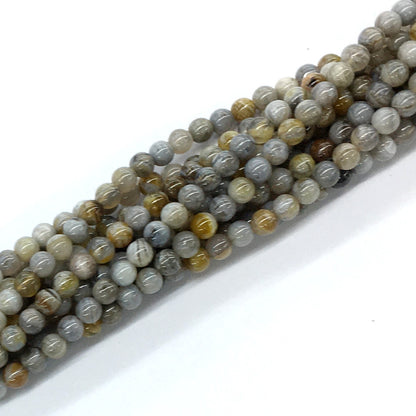 CAG126 Bamboo Leaf Agate Beads Smooth Round 4mm 15.5" Strand