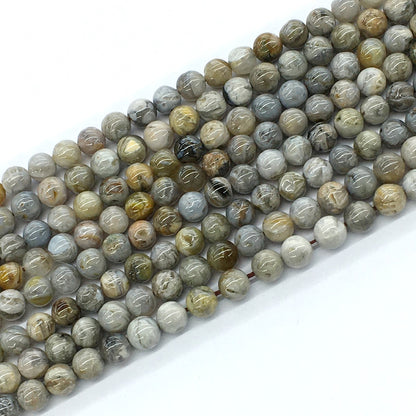 CAG127 Bamboo Leaf Agate Beads Smooth Round 6mm 15.5" Strand