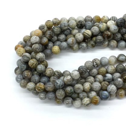 CAG127 Bamboo Leaf Agate Beads Smooth Round 6mm 15.5" Strand