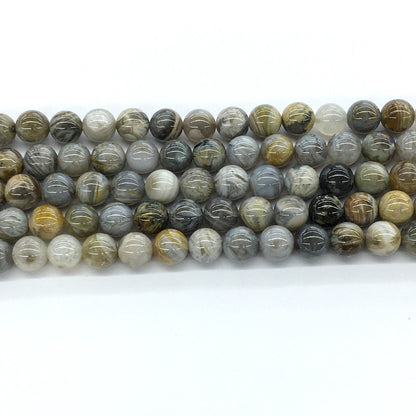 CAG128 Bamboo Leaf Agate Beads Smooth Round 8mm 15.5" Strand