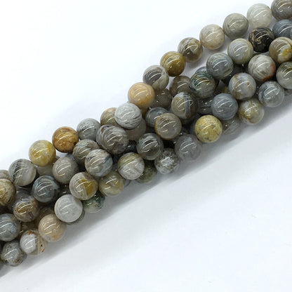 CAG128 Bamboo Leaf Agate Beads Smooth Round 8mm 15.5" Strand