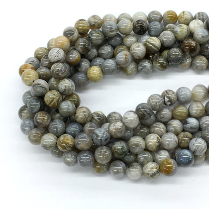 CAG128 Bamboo Leaf Agate Beads Smooth Round 8mm 15.5" Strand