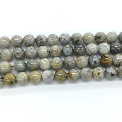 CAG130 Bamboo Leaf Agate Beads Smooth Round 12mm 15.5" Strand