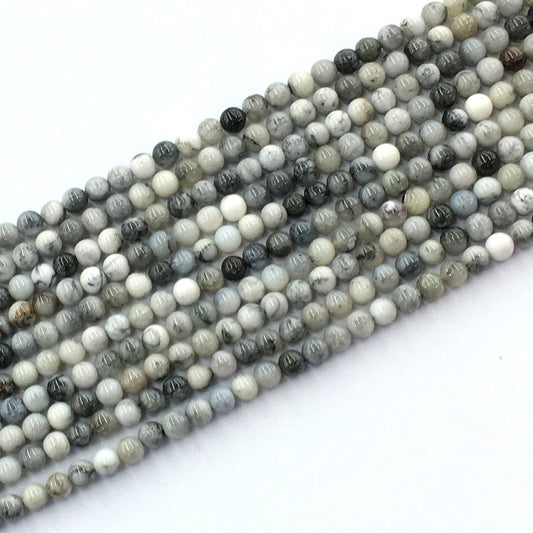 CAG135 Black & White Agate Beads Smooth Round 4mm 15.5" Strand