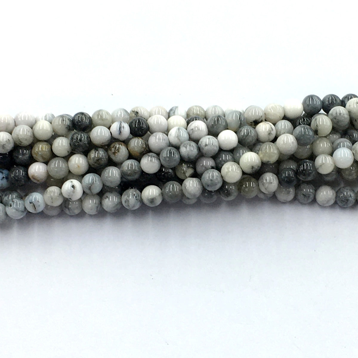 CAG135 Black & White Agate Beads Smooth Round 4mm 15.5" Strand