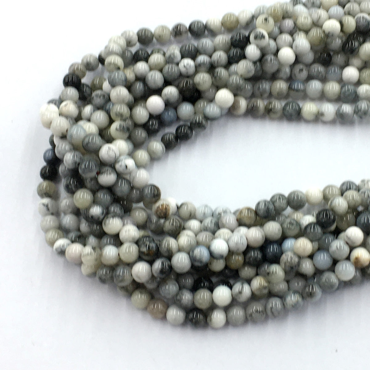 CAG135 Black & White Agate Beads Smooth Round 4mm 15.5" Strand