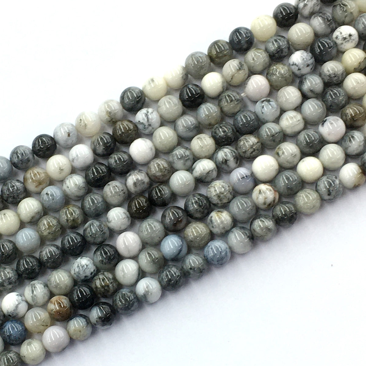 CAG136 Black & White Agate Beads Smooth Round 6mm 15.5" Strand