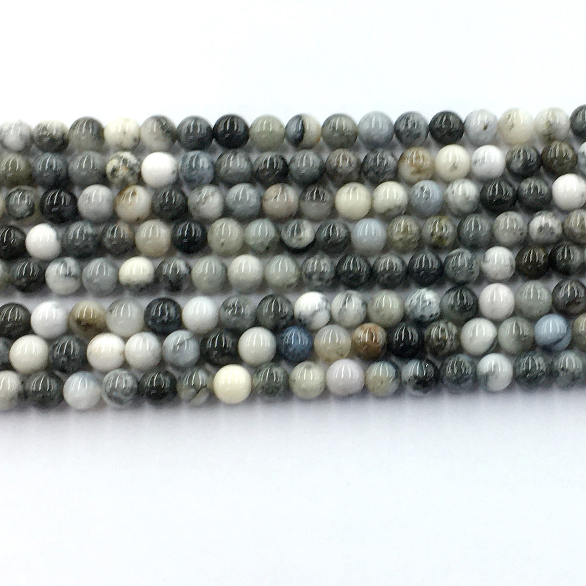 CAG136 Black & White Agate Beads Smooth Round 6mm 15.5" Strand