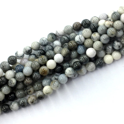 CAG136 Black & White Agate Beads Smooth Round 6mm 15.5" Strand