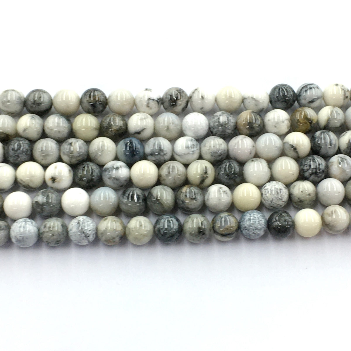 CAG137 Black & White Agate Beads Smooth Round 8mm 15.5" Strand