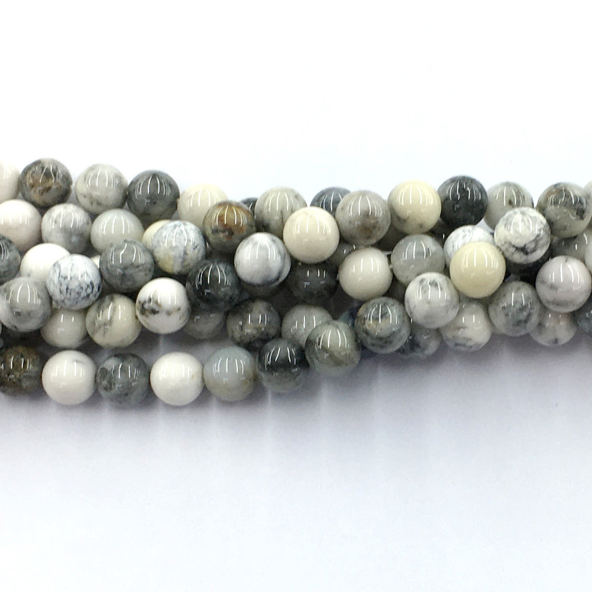 CAG137 Black & White Agate Beads Smooth Round 8mm 15.5" Strand