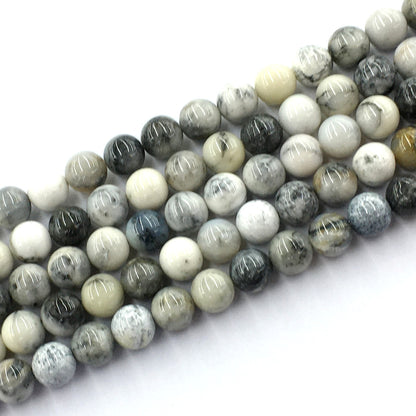 CAG138 Black & White Agate Beads Smooth Round 10mm 15.5" Strand