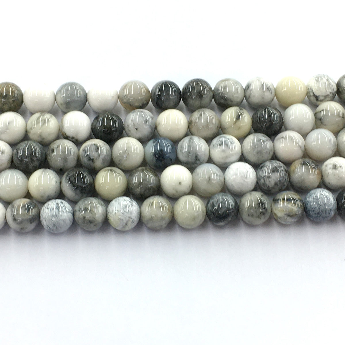 CAG138 Black & White Agate Beads Smooth Round 10mm 15.5" Strand