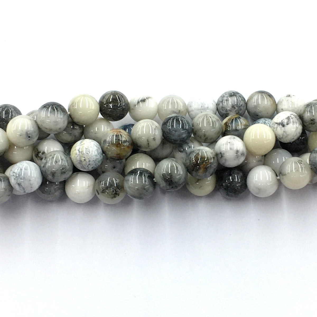 CAG138 Black & White Agate Beads Smooth Round 10mm 15.5" Strand