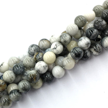 CAG138 Black & White Agate Beads Smooth Round 10mm 15.5" Strand