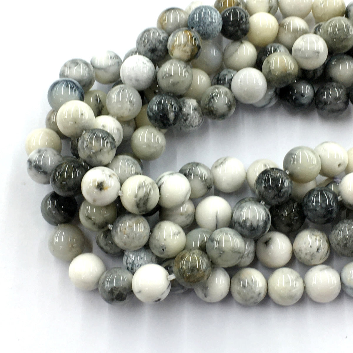 CAG138 Black & White Agate Beads Smooth Round 10mm 15.5" Strand